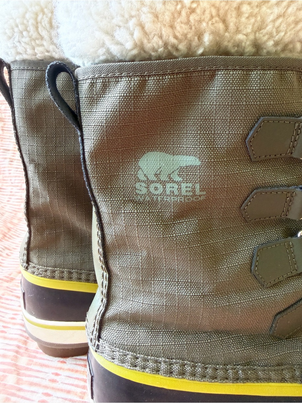 Sorel Olive Green and Black Shearling-Lined Lace-Up Boots - Picture 5 of 7